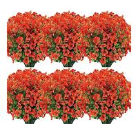 Lot de 12 fleurs artificielles à 7 têtes - Glycine artificielle - Pour jardin, fenêtre, mariage, balcon, extérieur, décoration de porte (orange - 12 pièces)