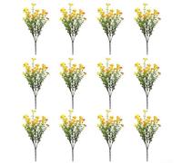 Lot de 12 fleurs artificielles avec protection UV pour extérieur sur terrasses, porches, pelouses, cimetières et lieux à usage multiple (orange)