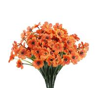 Lot de 12 fleurs artificielles oranges pour extérieur, résistantes aux UV, ne se décolorent pas, arrangement de plantes artificielles pour intérieur et extérieur, jardin, porche, fenêtre, décoration