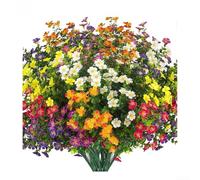 Lot de 12 fleurs artificielles résistantes aux UV pour une utilisation en extérieur, toutes saisons, design hyper-réaliste pour pelouse, terrasse, cimetière et décoration de jardin (couleurs mélangées