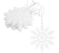 Lot de 12 flocons de neige à paillettes pour sapin de Noël - Décorations de Noël, fournitures de fête au pays des merveilles d'hiver, décoration d'intérieur de vacances, flocons de neige en plastique