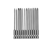Lot de 12 forets magnétiques en alliage d'acier S2 pour tournevis cruciforme à fente pour tête extra longue 100 mm