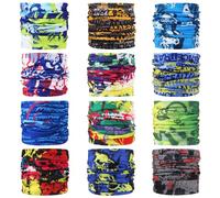 Lot de 12 foulards magiques multifonctionnels sans couture pour sports d'extérieur, bandanas élastiques, résistants aux UV, pour l'équitation, la moto, la randonnée, la pêche, le yoga