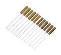 Lot de 12 fourchettes à escargot en acier inoxydable avec manche rond en bois