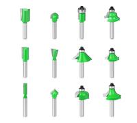 Lot de 12 fraises professionnelles pour sculpture sur bois - Tige de 6,35 mm - Pour tailler et fraiser la menuiserie - Outil de coupe