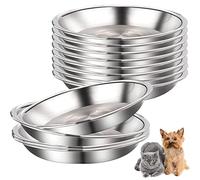 Lot de 12 gamelles en Acier Inoxydable pour Chat - Gamelles Peu Profondes en métal pour Nourriture et Eau pour Petits Chiens et Chats