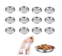 Lot de 12 gamelles plates et peu profondes en acier inoxydable pour chat - Pour soulager la fatigue - Passe au lave-vaisselle
