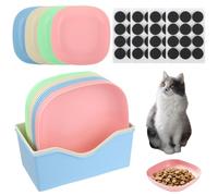 Lot de 12 gamelles plates pour chat - 4 couleurs avec 2 bases assorties - Coussinets antidérapants EVA - Gamelle pour chat - Gamelle pour chat - Assiette pour chatons et chats à pattes courtes