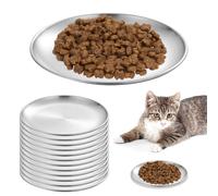 Lot de 12 gamelles plates pour chat en acier inoxydable - 14 cm - Gamelles plates pour chat - Gamelles plates pour chatons et chats à pattes courtes - Pour petits chiens