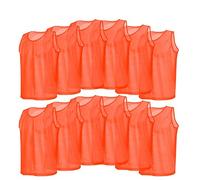 Lot de 12 gilets d'entraînement en maille Trimmage pour adulte - Pour volley-ball, football, basketball (orange)
