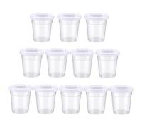 Lot de 12 gobelets de peinture anti-fuite avec couvercle blanc - Gobelets de peinture anti-fuite réutilisables avec couvercle pour enfants, école, salle de classe