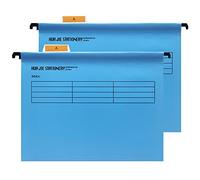 Lot de 12 Grande Dossiers Suspendus Foolscap avec Onglets et inserts en Carte, Bleu, Mesure 41 x 25 x 37 cm pour papier 36 cm x 24 cm, en Polypropylène, pour Bureau Maison