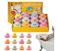 Lot De 12 Grandes Bombes De Bain Surprise Petit Canard Jaune, Coffret Cadeau Boules De Bain, 12 Jouets Canards Surprise Inclus, Coffret Cadeau Baff Bomb Effervescent, Jouets De Bains Pour Enfant