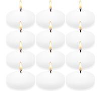 Lot de 12 grandes bougies flottantes blanches de 7,6 cm sans parfum pour vases, centres de table de mariage, fête, vacances