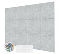 Lot de 12 grands carreaux muraux en feutre 120 x 90 cm 30 x 30 cm avec 90 punaises et 60 pastilles adhésives - Tableau en feutre - Tableau mémo décoratif pour bureau, maison, école