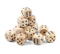 Lot de 12 grands dés en bois D6 de 3 cm, pour jeux de table, tutoriel de maths, jeux de borad de table, fête