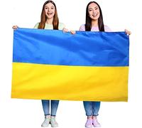 Lot de 12 grands drapeaux de l'Ukraine avec œillets - Environ 152 x 91 cm - Football Rugby - Événements sportifs, fêtes de rue, festivals et célébrations