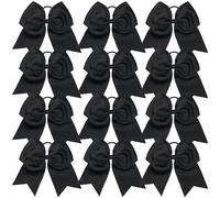 Lot de 12 grands élastiques à cheveux avec nœuds for pom-pom girls adolescentes Pour Femmes(Black)