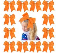 Lot de 12 grands élastiques à cheveux avec nœuds for pom-pom girls adolescentes Pour Femmes(Orange)