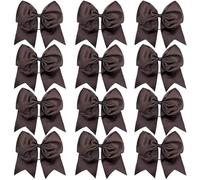 Lot de 12 grands nœuds élastiques faits main for pom-pom girls, accessoires for cheveux, for l'école, le collège, les adolescentes Pour Femmes(Brown)