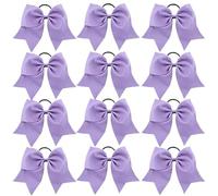 Lot de 12 grands nœuds élastiques faits main for pom-pom girls, accessoires for cheveux, for l'école, le collège, les adolescentes Pour Pom-Pom(PURPLE)