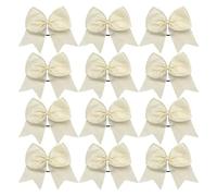 Lot de 12 grands nœuds élastiques faits main for pom-pom girls, accessoires for cheveux, for l'école, le collège, les adolescentes Pour Femmes(Beige)