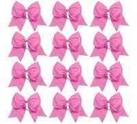 Lot de 12 grands nœuds élastiques faits main for pom-pom girls, accessoires for cheveux, for l'école, le collège, les adolescentes Pour Femmes(Pink)