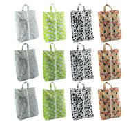 Lot de 12 grands sacs à chaussures de voyage en tissu Oxford avec fermeture éclair et poignée, pochettes résistantes à l'eau, noir, Motifs colorés