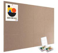 Lot de 12 grands tableaux muraux en liège 120 x 90 cm, carreaux muraux en feutre avec 80 punaises, 60 pastilles adhésives sûres et amovibles, tableau d'affichage décoratif pour le bureau, l'école et