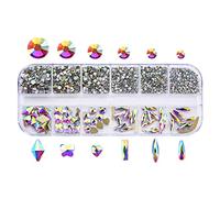 Lot de 12 grilles de décoration d'ongles en verre multi-formes et tailles multiples pour salon de manucure à la maison