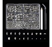 Lot de 12 grilles de strass spécialement formées avec dos plat - Assortiment de styles d'ongles - Charm Art - Décoration pour ongles