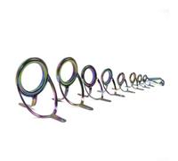 Lot de 12 guides de canne à pêche en céramique | Cadre en acier inoxydable durable, finition colorée, réduit la friction de la ligne, idéal pour les réparations de canne à