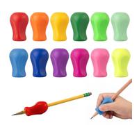 Lot de 12 Guides Doigts pour Écriture- Poignées de Crayon en Silicone Ergonomiques - Aide à la Tenue du Stylo - 12 Couleurs - Pour Droitiers et Gauchers