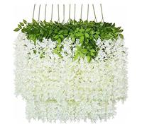 Lot de 12 guirlandes de fleurs artificielles en soie blanche pour mariage, arc, maison, bureau, décoration pour maison, décoration pour décoration