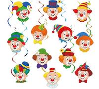 Lot de 12 Guirlandes en Spirale avec Motif de Clown, Clown Décorations de Carnaval, Plafond Suspendu, Idéal pour Les Fêtes d'anniversaire, Les Fêtes de Fin D'année et Les Réunions Entre Amis