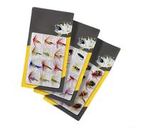 Lot de 12 hameçons à mouche pour truite, bar, ménés, imitations de mites nuisibles et tige longue courbe sèche (A-36 pièces)