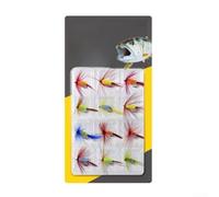 Lot de 12 hameçons de pêche à la mouche pour truite, bar, ruisseau | Imitation réaliste des parasites, attire les poissons prédateurs, idéal pour les ruisseaux, rivières, truites, bar