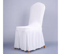 Lot de 12 housses de chaise pratiques avec jupe Oxford pour hôtels et lieux d'événements (blanc)