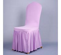 Lot de 12 housses de chaise pratiques avec jupe Oxford pour hôtels et lieux d'événements (violet clair)