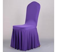 Lot de 12 housses de chaise pratiques avec jupe Oxford pour hôtels et lieux d'événements (violet foncé)