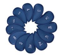 Lot de 12 housses de tête de club de golf en cuir synthétique épais, compatibles avec toutes les marques Titleist, Callaway, Ping (bleu)