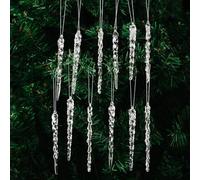 Lot de 12 icônes d'arbre de Noël suspendues en acrylique pour décorations de Noël | Pendants de décoration de guirlande acrylique à longue durée | Ornements icônes à suspendre pour intérieur extérieur
