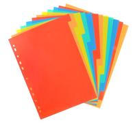 Lot de 12 Intercalaires pour Classeurs A4, 11 Trous, Colorés à Anneaux