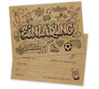 Lot de 12 invitations d'anniversaire graffiti pour enfants et adolescents - Cartes d'invitation cool Hip Hop avec enveloppes - Cartes pliantes tendance pour garçons et filles - 12 enveloppes (B)