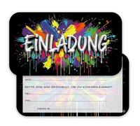 Lot de 12 invitations d'anniversaire graffiti pour enfants et adolescents - Cartes d'invitation cool Hip Hop avec enveloppes - Cartes pliantes tendance pour garçons et filles - 12 enveloppes (C)