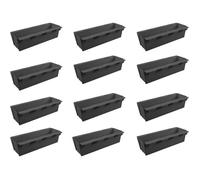 Lot de 12 Jardinières en Plastique pour palettes ARTECSIS Bacs à Fleurs Décoration Jardin 9x36.8x9.5cm - Rectangulaire - Anthracite