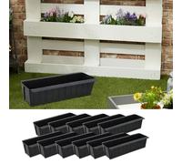 Lot de 12 jardinières ondulées - En plastique - 37 x 9,5 x 13,5 cm - Insert pour plantations adaptées aux palettes européennes (1 jardinière de 12 pièces ondulées)