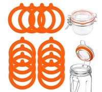 Lot De 12 Joint Bocaux Le Parfait En Silicone, 95X70 mm Caoutchouc Bocaux, Orange Joint Bocauxs Le Parfait En Silicone, Interchangeables Joints Bocauxs Caoutchouc Pour Couvercle à Pince En Verre