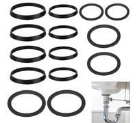 Lot de 12 joints de vidange de lavabo - Kit de joints pour siphon de 41/4" (32 mm) - Pour joints de siphon de 41/2" (40 mm) - Pour siphons standard - Siphon de bouteille et design - 2 cales, 2 x plats