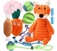 Lot de 12 jouets à mâcher de luxe pour chiots de petite taille avec jouets couineurs mignons pour chien, balle et autres jouets à mâcher en corde pour chiens de petite et moyenne taille
